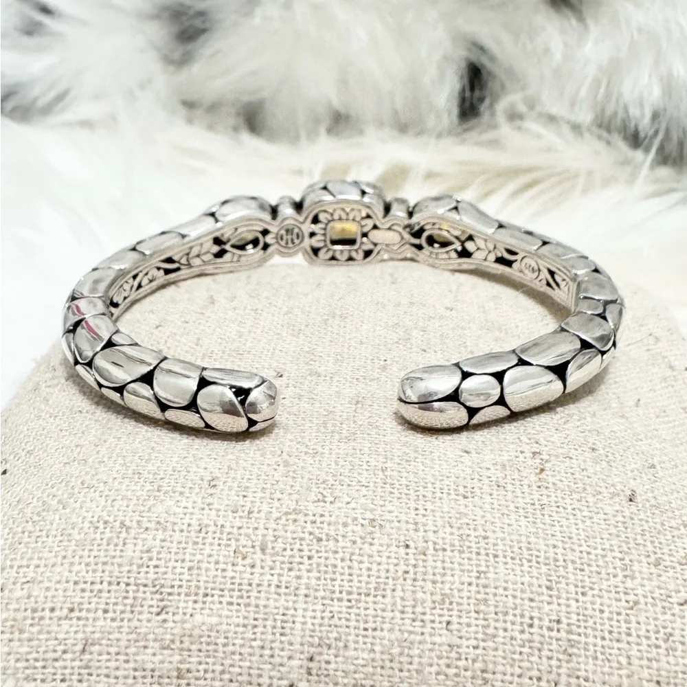 John Hardy Citrine Gemstone Kali Pebble Kick Cuff Bracelet .925